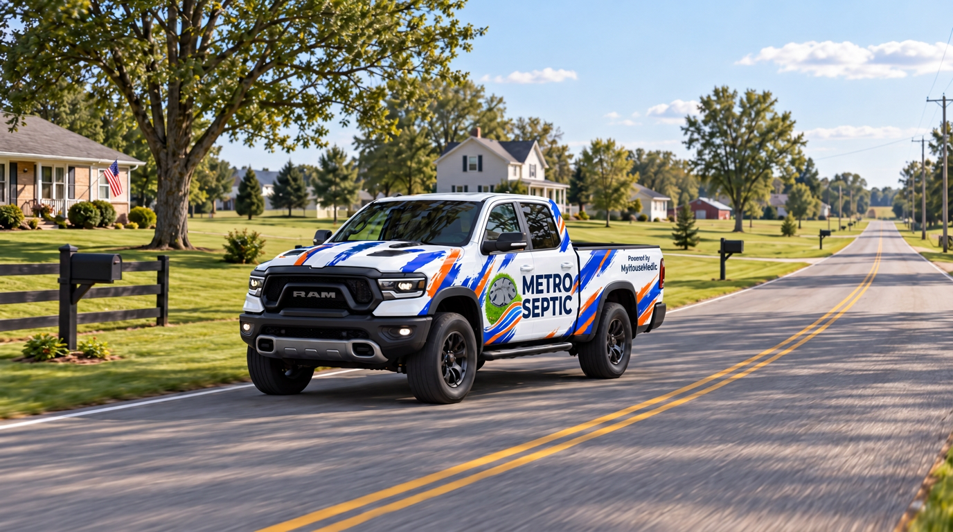 Metro Septic pickup truck serving Southern Illinois